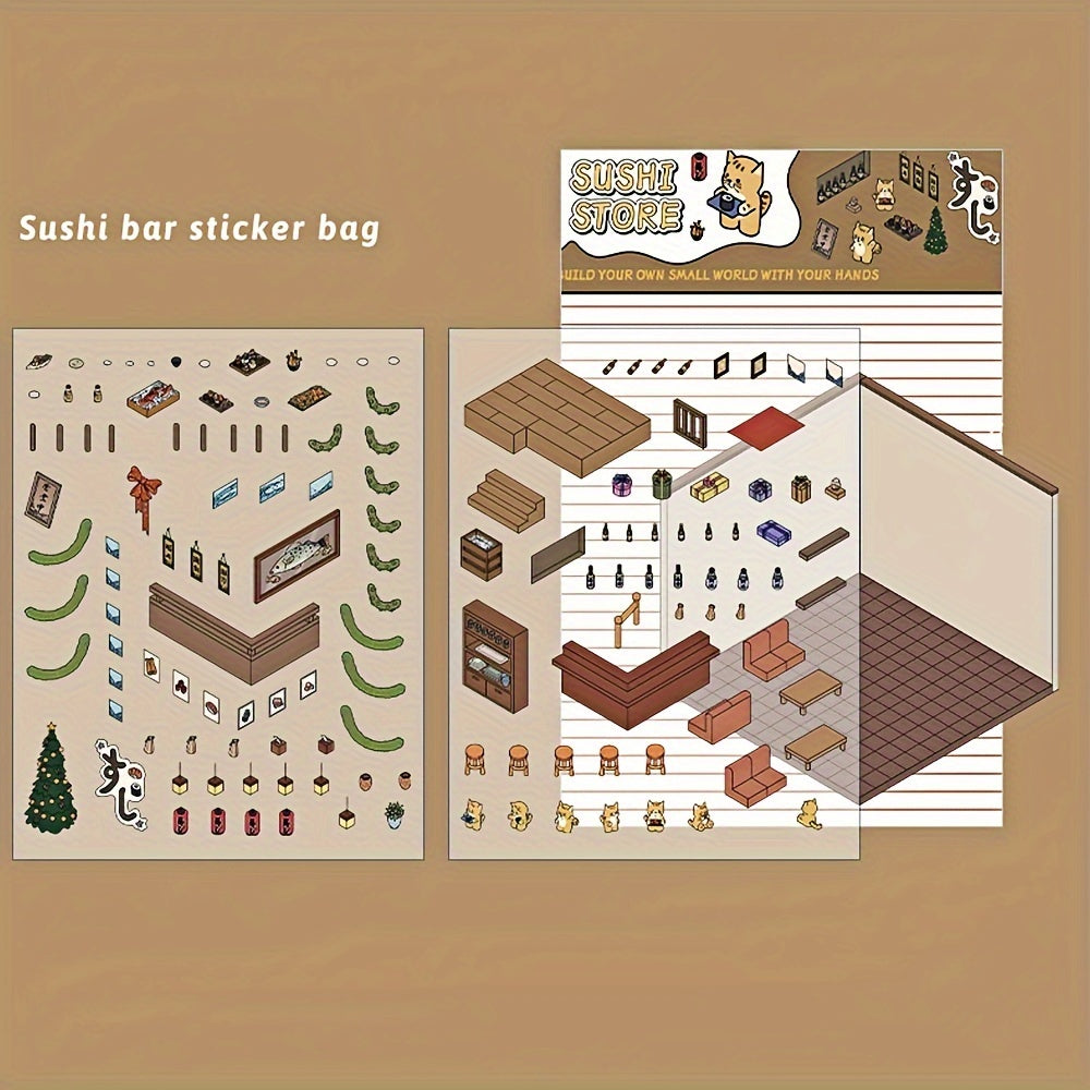 DIY House Stickers, DIY Stickers Scene Make Your Own Loft apartment|bookstore|sushi restaurant|coffee shop