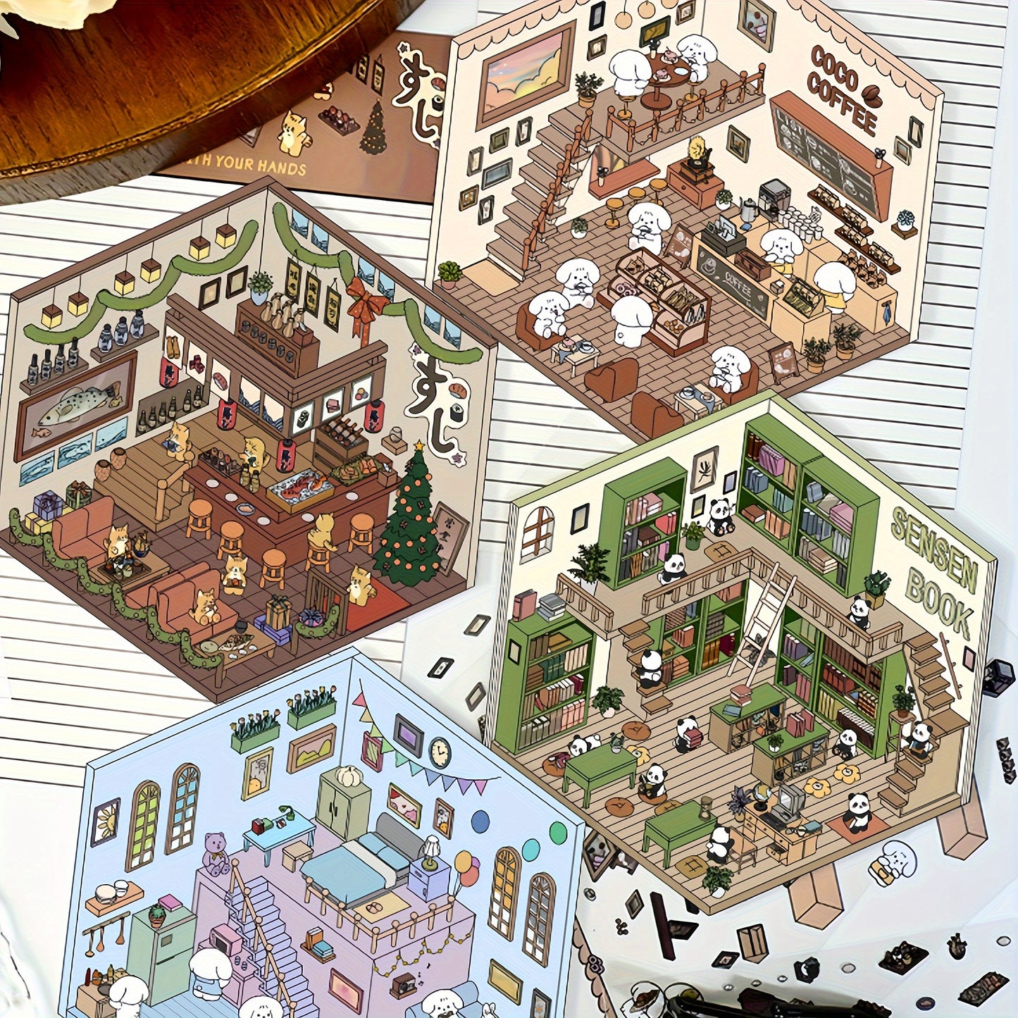DIY House Stickers, DIY Stickers Scene Make Your Own Loft apartment|bookstore|sushi restaurant|coffee shop