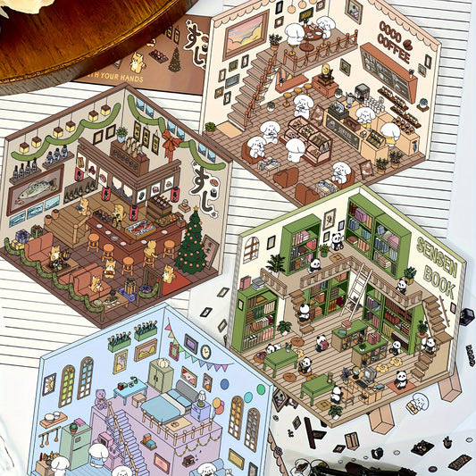 DIY House Stickers, DIY Stickers Scene Make Your Own Loft apartment|bookstore|sushi restaurant|coffee shop