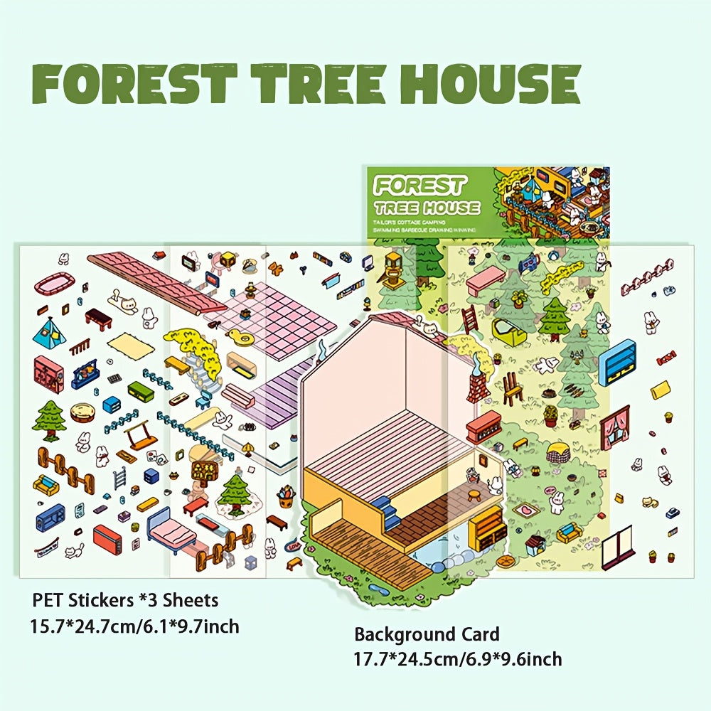 Plus Size DIY Miniature Forest Tree House & Canned Apartment Stickers