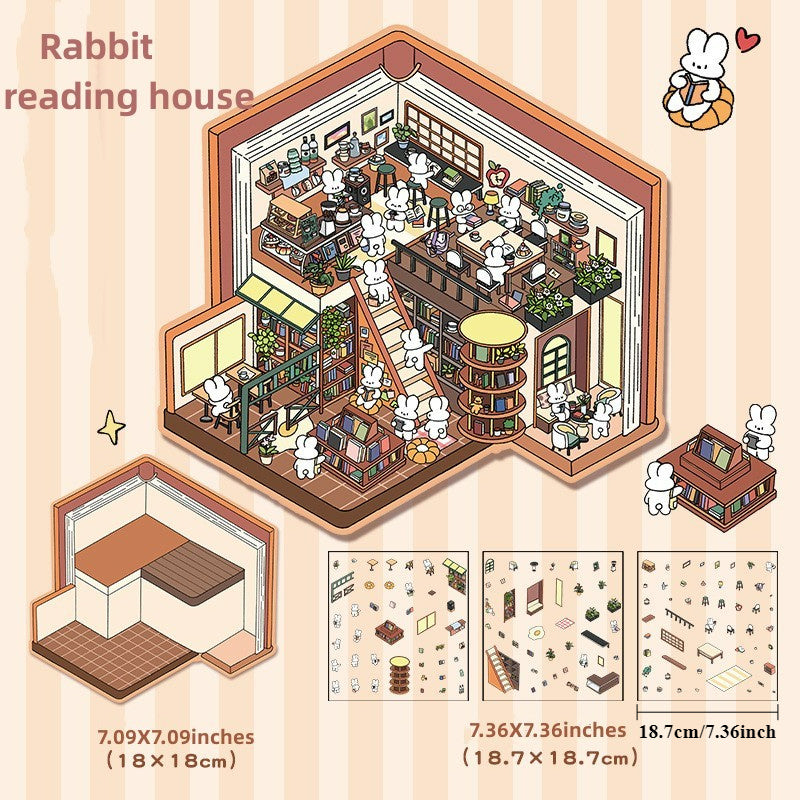 Large size 3 Floors Villa House Scenery DIY Stickers Set
