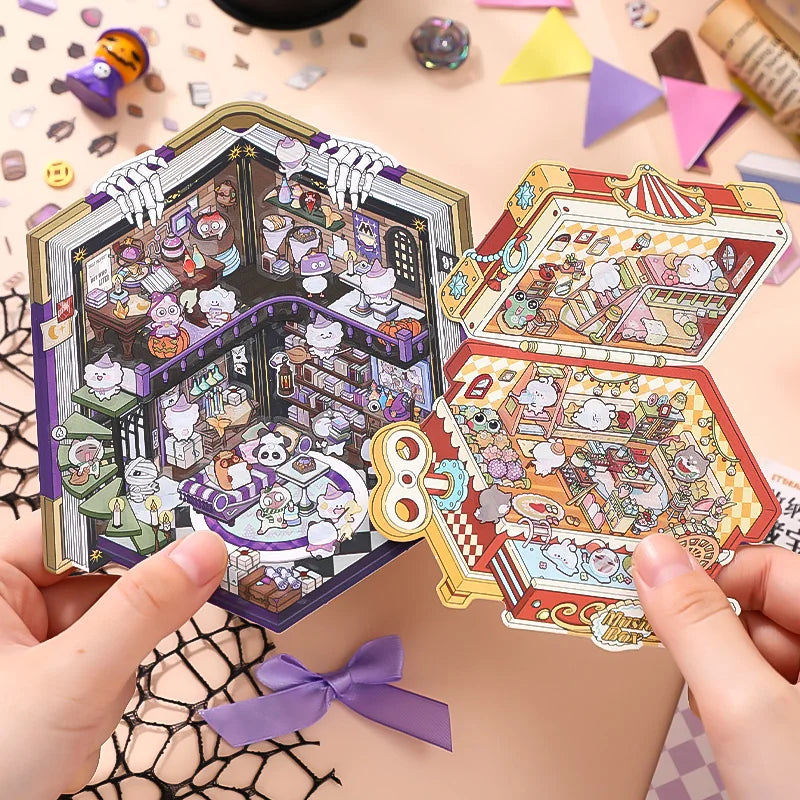 DIY 3D Sticker Cartoon Miniature World Pocket Cabin Scene