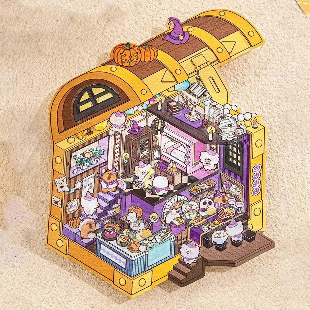 DIY 3D Sticker Cartoon Miniature World Pocket Cabin Scene