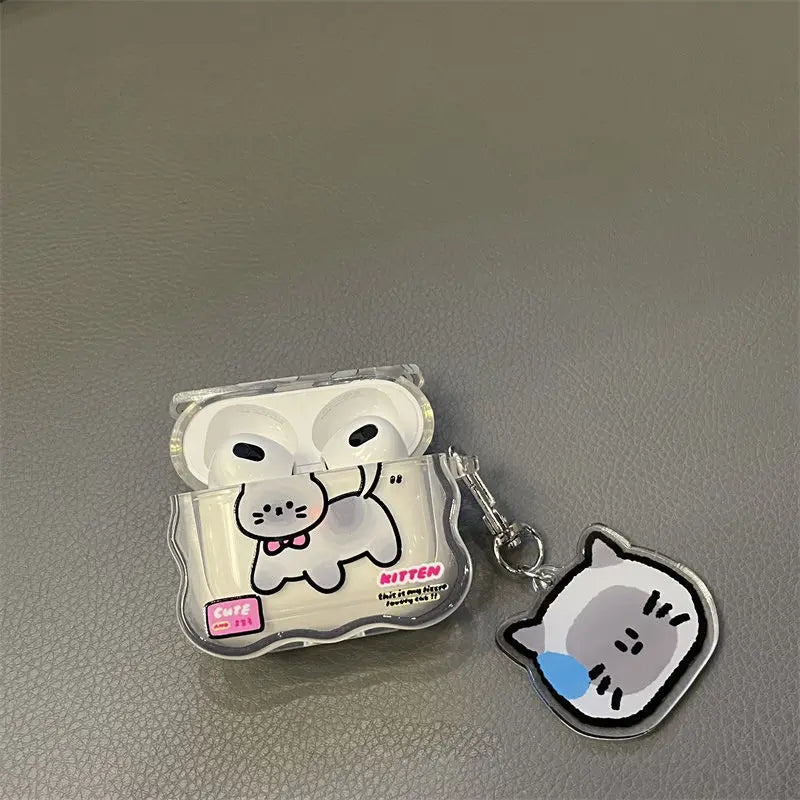 Cute Cartoon Cat TPU Case Earphone Coque Soft Wave Silicone Funda Cover
