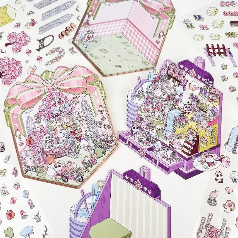 DIY 3D Sticker Landscape Painting Box Shaved Ice House Flower Gift Box Snowflake crystal ball