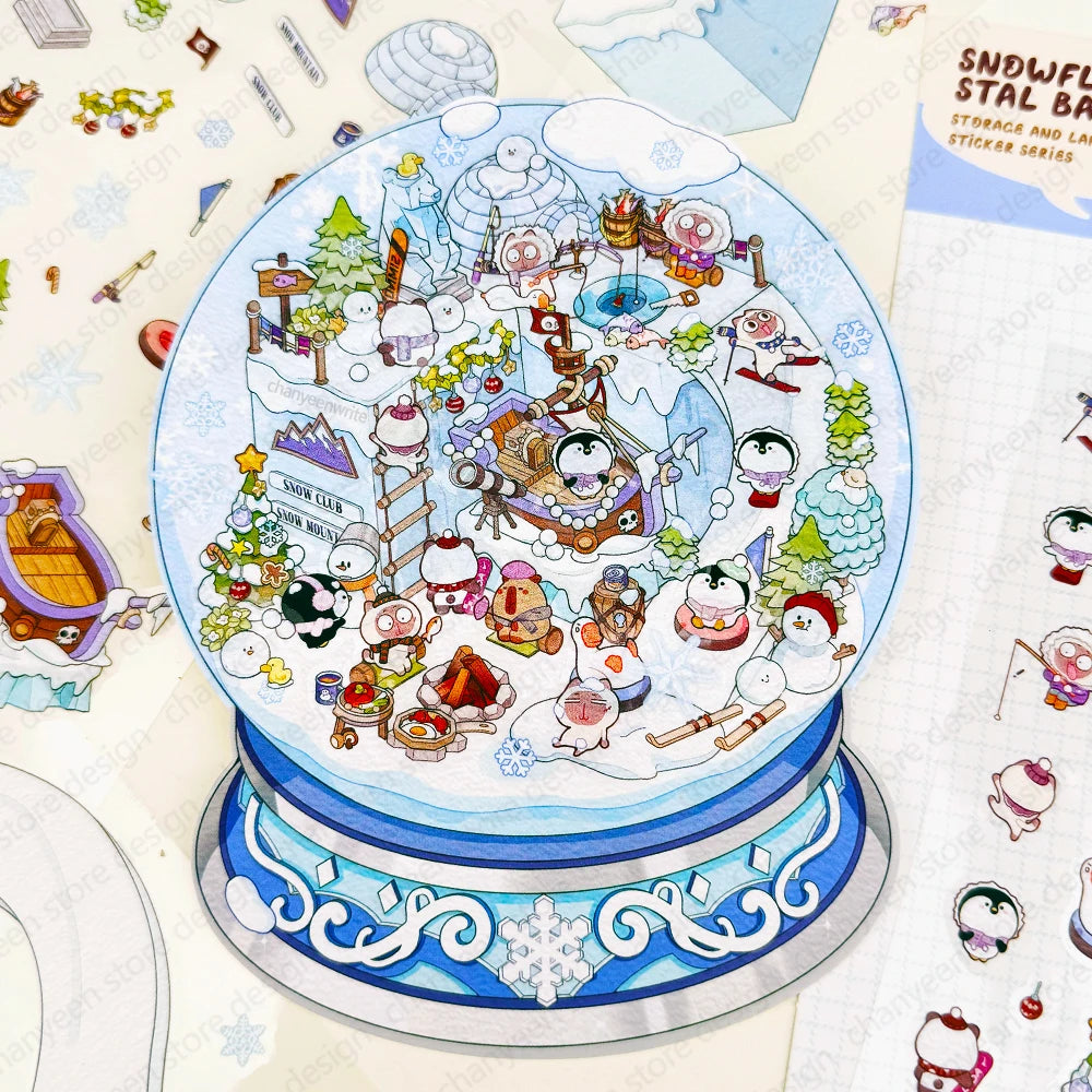 DIY 3D Sticker Landscape Painting Box Shaved Ice House Flower Gift Box Snowflake crystal ball