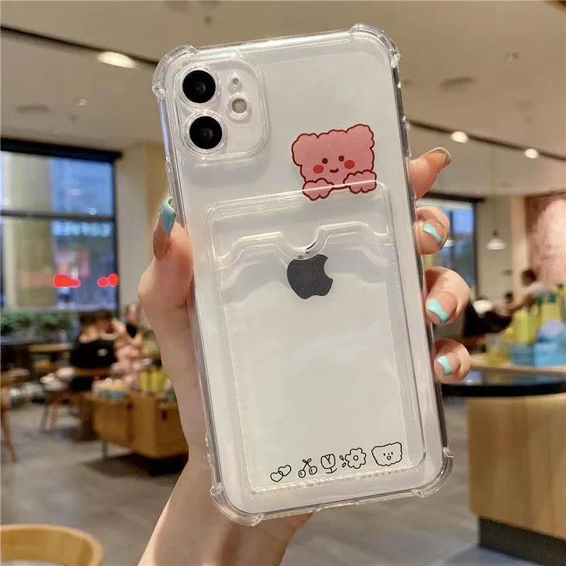 Photo Couples Card Sets Bear Rabbit Phone Case Shockproof Back Cover