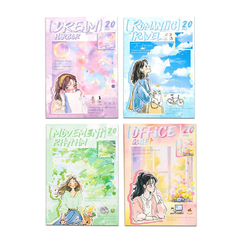 Everyday Girl Sticker Book Set – 4 Aesthetic Themes, 20 Sheets Each