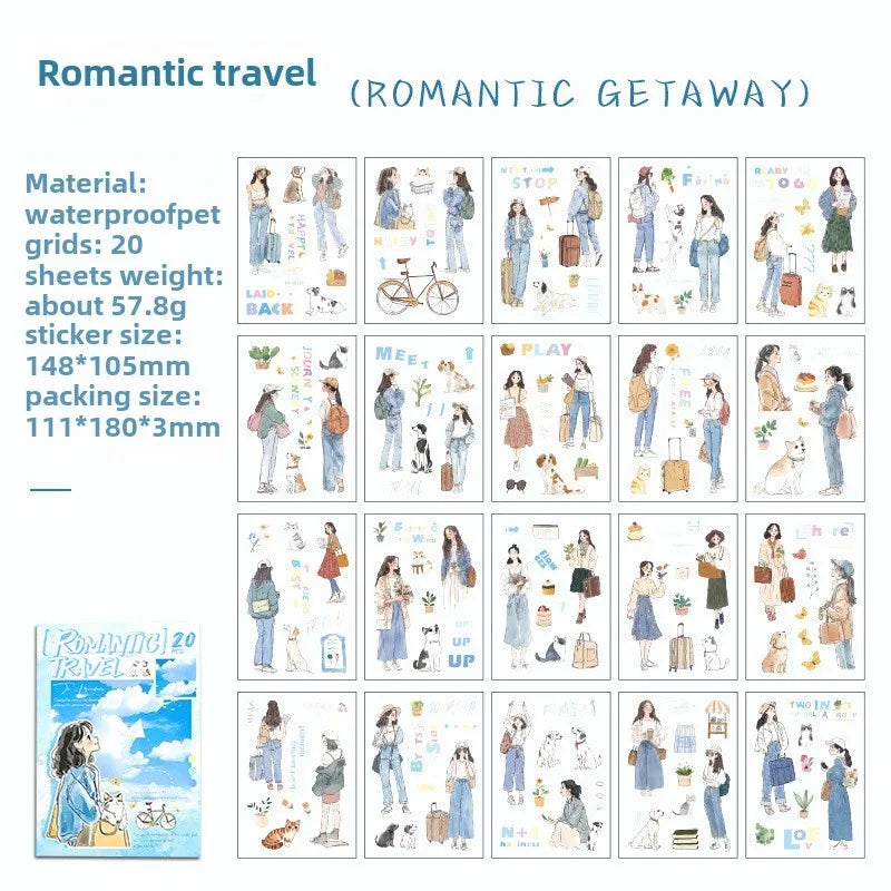 Everyday Girl Sticker Book Set – 4 Aesthetic Themes, 20 Sheets Each