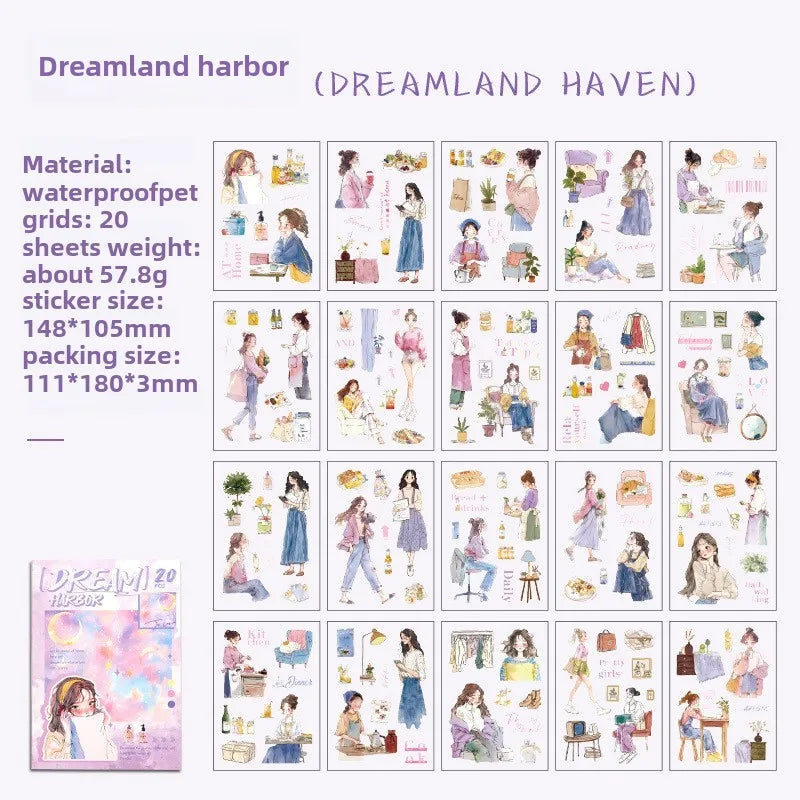 Everyday Girl Sticker Book Set – 4 Aesthetic Themes, 20 Sheets Each