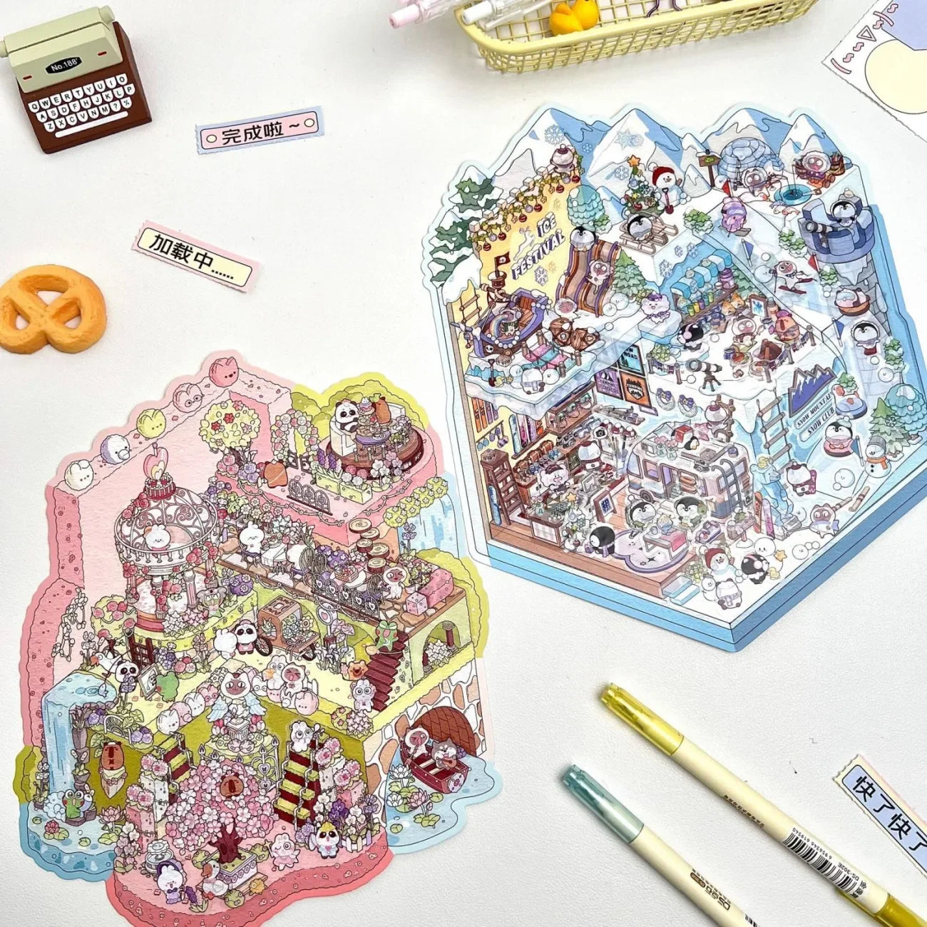 Plus Size 3D Landscape Sticker Funney Cabin Scene DIY Sticker Stacking Pasting Festival Birthday Gift for Kid Child