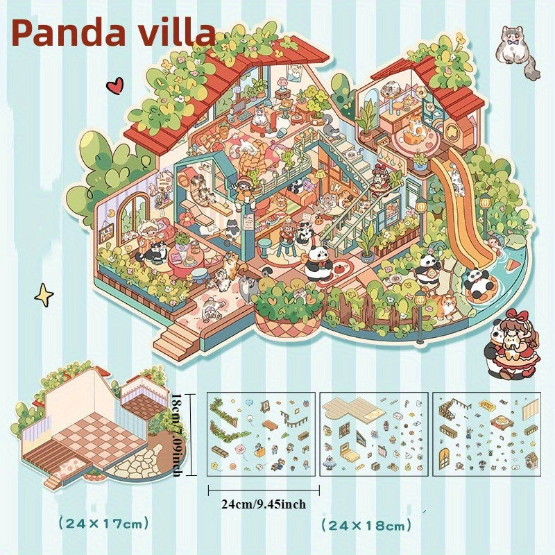 Large size 3 Floors Villa House Scenery DIY Stickers Set