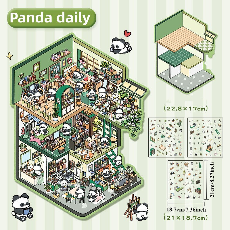 Large size 3 Floors Villa House Scenery DIY Stickers Set