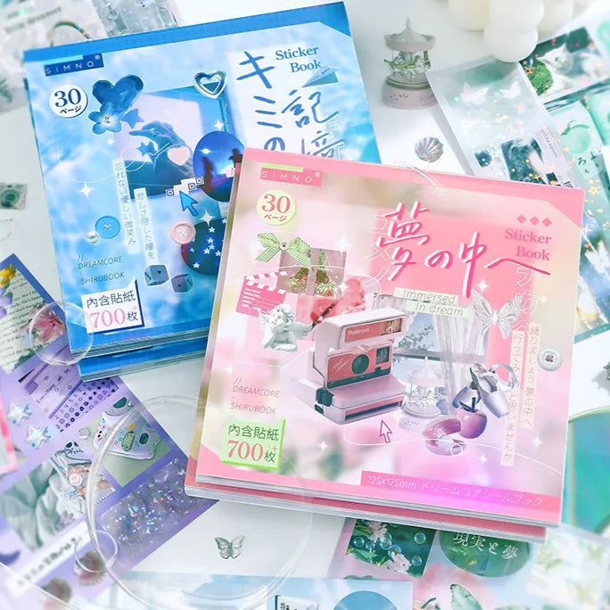 Dreamcore Aesthetic Sticker Book – Memories & Dreams Series (700+ Stickers, 30 Pages per Book)