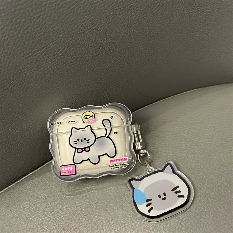 Cute Cartoon Cat TPU Case Earphone Coque Soft Wave Silicone Funda Cover