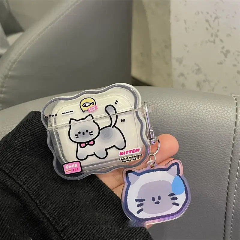 Cute Cartoon Cat TPU Case Earphone Coque Soft Wave Silicone Funda Cover