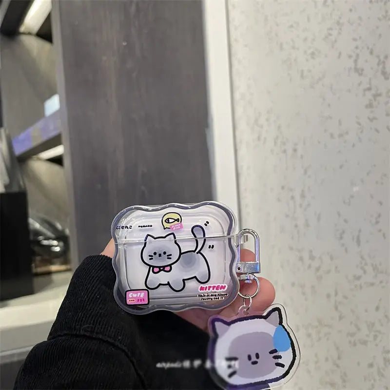 Cute Cartoon Cat TPU Case Earphone Coque Soft Wave Silicone Funda Cover