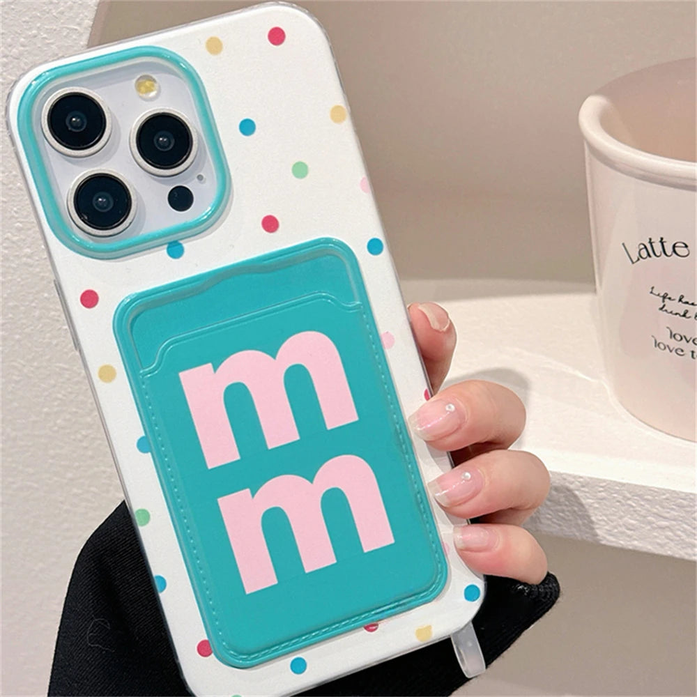 Cute 3D Blue Letter Wallet With Chain Phone Case Lovely Lanyard Card Cover