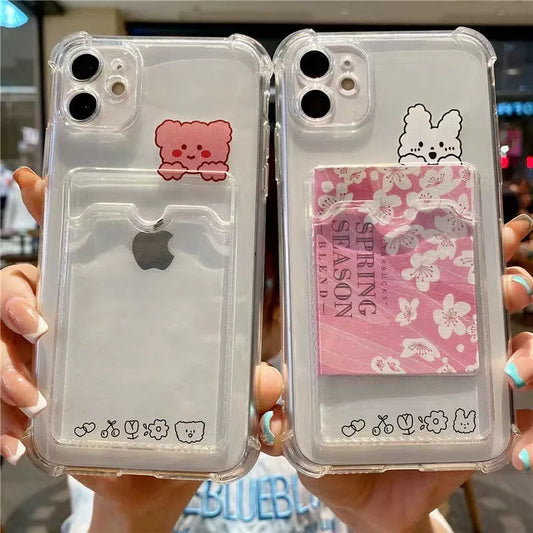 Photo Couples Card Sets Bear Rabbit  Phone Case Shockproof Back Cover
