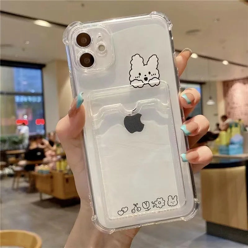 Photo Couples Card Sets Bear Rabbit  Phone Case Shockproof Back Cover