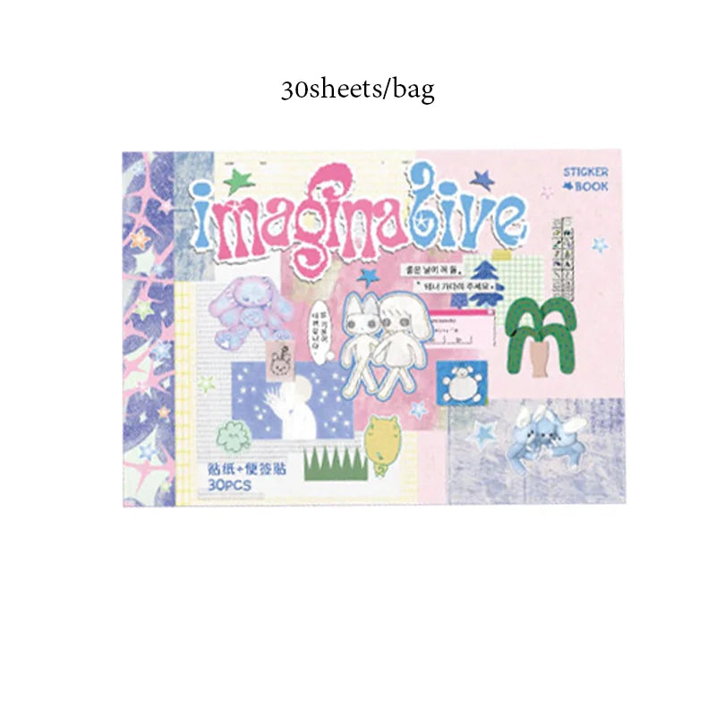 30Pcs/book Duplex M5 sticker book Korean style Cute Cartoon Decorative Stickers