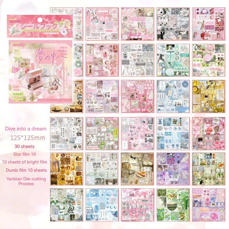 Dreamcore Aesthetic Sticker Book – Memories & Dreams Series (700+ Stickers, 30 Pages per Book)