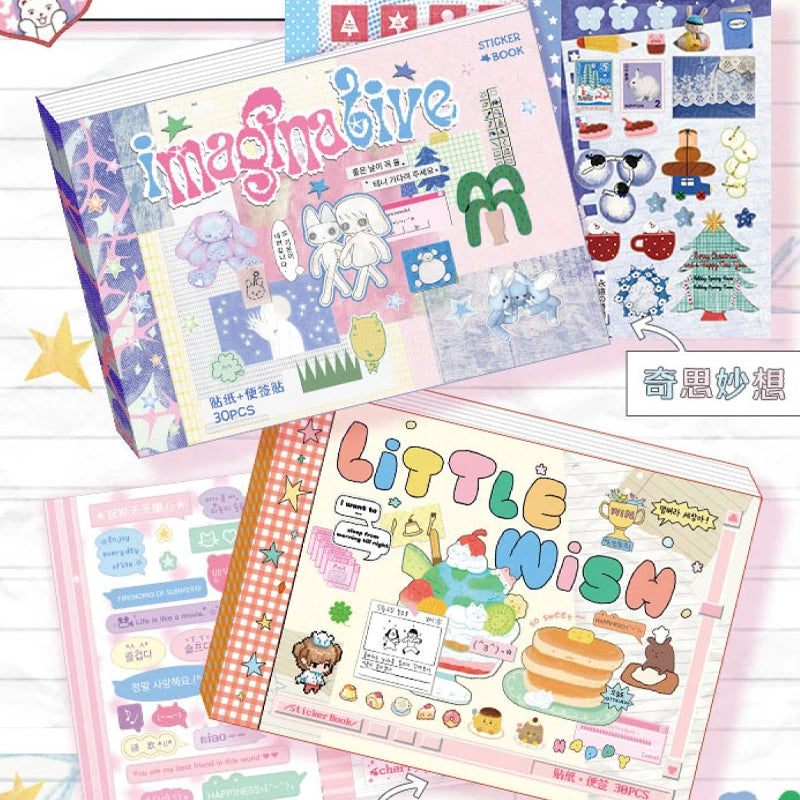 30Pcs/book Duplex M5 sticker book Korean style Cute Cartoon Decorative Stickers