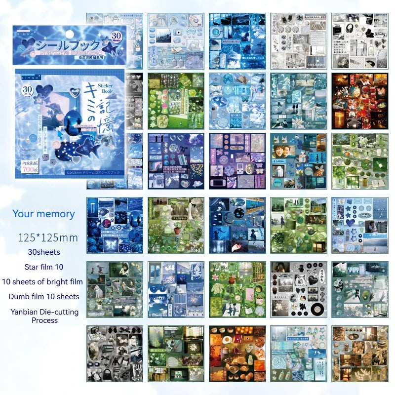 Dreamcore Aesthetic Sticker Book – Memories & Dreams Series (700+ Stickers, 30 Pages per Book)