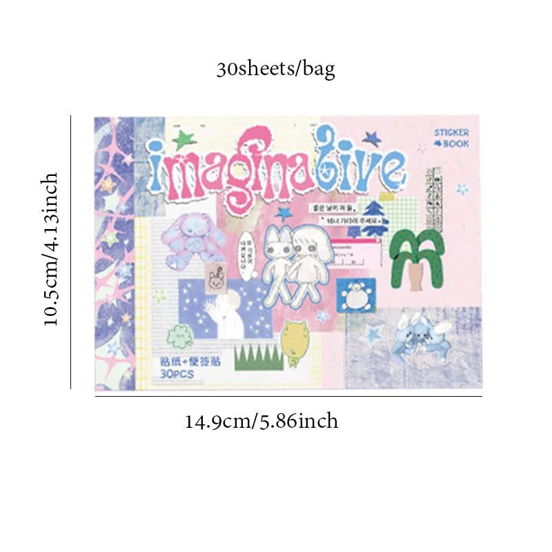 30Pcs/book Duplex M5 sticker book Korean style Cute Cartoon Decorative Stickers