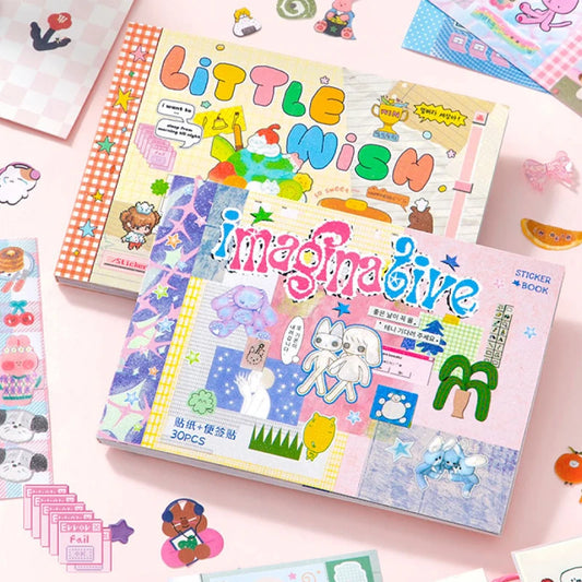 30Pcs/book Duplex M5 sticker book Korean style Cute Cartoon Decorative Stickers