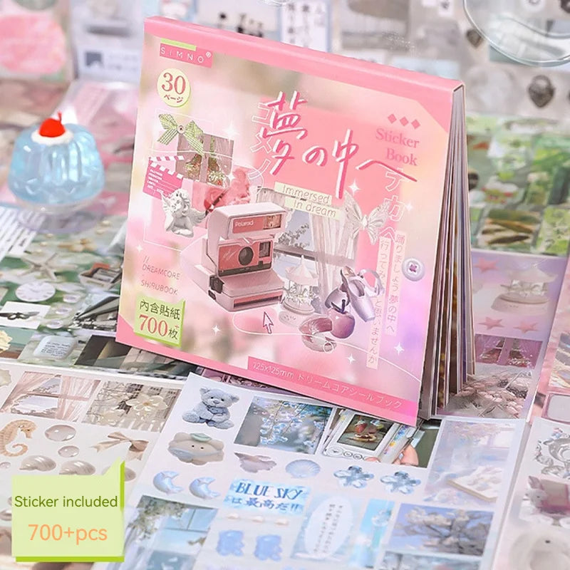 Dreamcore Aesthetic Sticker Book – Memories & Dreams Series (700+ Stickers, 30 Pages per Book)